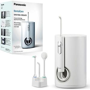 Panasonic EW1614W503 Pack Family Monddouche, ultrasone straal, kindermodus, 10 drukinstellingen, IPX7, orthodontie, 5 sproeiers, stroomvoorziening via elektrisch net, wit