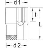 GEDORE Steeksleutelinzetstuk, moeren, 1/2'' 12,5 mm aandrijving, 12-kant, 26 mm breedte, gereedschap, D 19 26, verchroomd staal
