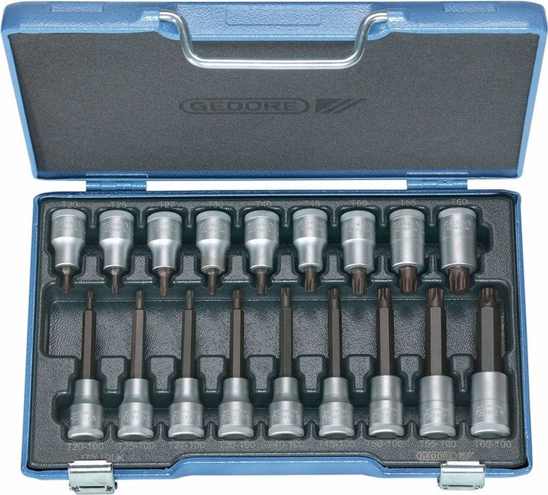 Gedore - Dopsleutelset Torx - 18-dlg - Staal - Gedore Blauwe Cassette
