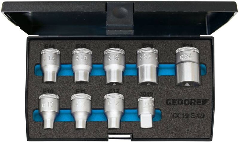 Steckschlüssel-Satz 1/2' 9-tlg Außen-TORX E10-E24, tx 19 E-09, 6265970 - Gedore