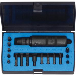 GEDORE Schroefontgrendelingsset, 18-delig, 1/2"", rechts en links, handslagschroevendraaierset met bits, hamerbediening, K 1900-018