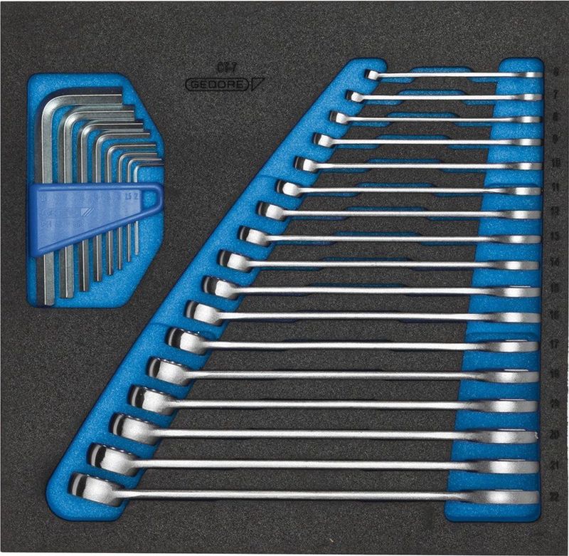 GEDORE - EI-1500 AA8CT2-7 - Check Tool Module Leeg - Onderlaag Blauw - Bovenlaag Zwart