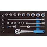 Gedore - EI-1500 CT1-30 - Check Tool Module Leeg - Onderlaag Blauw - Bovenlaag Zwart