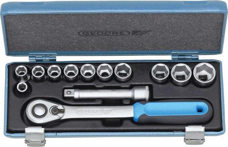 Gedore - Dopsleutelset 1/2" - 13-delig - Vanadium Staal - Blauwe Cassette