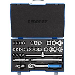 Gedore - Dopsleutelset 1/2" - 31-dlg - Met Ratel - In Stalen Cassette