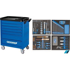 GEDORE Gereedschapswagen workster smartline gevuld, 7 laden, met 147-delig gereedschapsassortiment, h x b x d = 1045 x 870 x 505 mm