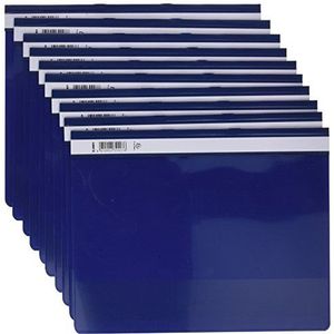 Exacompta - Ref. 439907B - 10 stuks presentatiemappen met lamellen - transparante afdekking van PVC - lamel van metaal - voor het binden van geperforeerde documenten A4 Maxi - kleur blauw