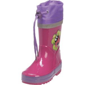 Playshoes Girl's rubberlaarzen van natuurlijk rubber, trendy uniseks regenlaarzen met reflectoren, met kevermotief, roze, 32 EU