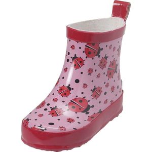 Playshoes - Regenlaarzen met halve schacht voor meisjes - Lieveheersbeestje - Roze - maat 23EU