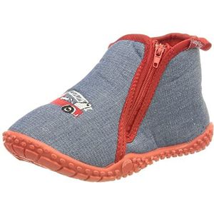 Playshoes Unisex kinderpantoffels ritssluiting brandweermotief, jeansblauw brandweer, 26/27 EU