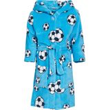 Playshoes Fleece Badjas Soccer met Voetbal Dessin Lichtblauw