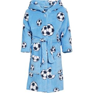 Playshoes Fleece Badjas Soccer met Voetbal Dessin Lichtblauw