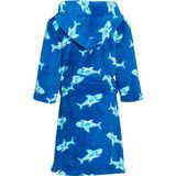 Playshoes Fleece Badjas Shark met Haai Dessin Blauw/Lichtblauw