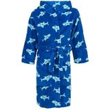 Playshoes Fleece Badjas Shark met Haai Dessin Blauw/Lichtblauw