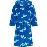Playshoes Fleece Badjas Shark met Haai Dessin Blauw/Lichtblauw