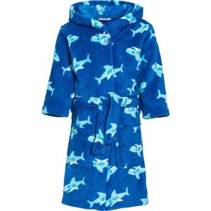 Playshoes Fleece Badjas Shark met Haai Dessin Blauw/Lichtblauw
