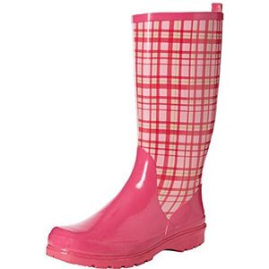 Playshoes Rubberlaarzen voor dames, trendy regenlaarzen van natuurlijk rubber, met uitneembare binnenzool met ruitpatroon, roze, 37 EU