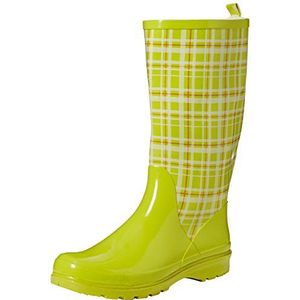 Playshoes Rubberlaarzen voor dames, trendy regenlaarzen van natuurlijk rubber, met uitneembare binnenzool met ruitpatroon, groen, 36 EU