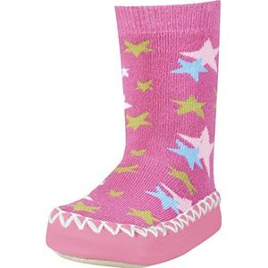 Playshoes Uniseks huisschoenen voor kinderen, Roze sterren, 23/26 EU