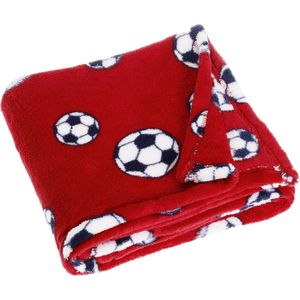 Playshoes Fleece deken voetbal fleece deken, rood 8, 75 x 100 cm, unisex, rood (rood 8), 75 x 100 cm, rood (rood 8)