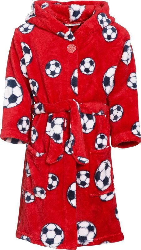 Playshoes - Fleece Badjas - Rood - Voetbal
