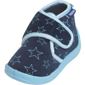 Playshoes pantoffels met sterrendessin Velcro donkerblauw/lichtblauw