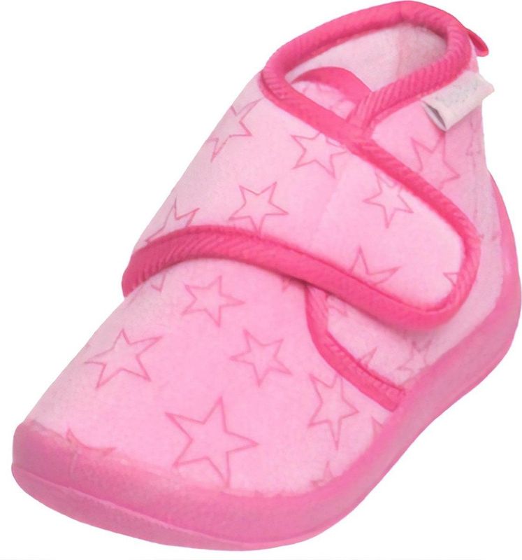 Playshoes Pantoffels met Sterrendessin Velcro Roze/Donkerroze
