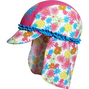 Playshoes Meisjesbadmuts bloemenzee met uv-bescherming, meerkleurig (pink 18), S (Fabrikant maat 49 cm)