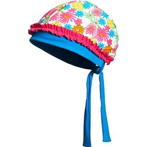 Playshoes Meisjesmuts hoofddoek badmuts bloemenzee met UV-bescherming, meerkleurig (pink 18), L (Fabrikant maat:55 cm)