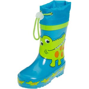 Playshoes Regenlaarzen met trekkoord Kinderen Krokodil - Blauw/Groen - maat 32-33