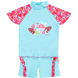 Playshoes - UV-zwempak tweedelig voor meisjes - Flamingo - Aqua / roze - maat 98-104cm