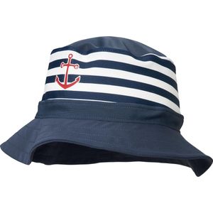 Playshoes - UV-hoed voor jongens en meisjes - maritiem - blauw & wit - maat L (53CM)