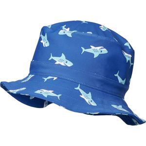Playshoes - UV-zonnehoed voor jongens - blauw met haaien - maat M (51CM)