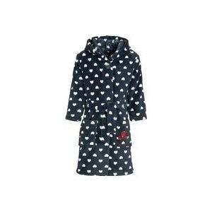 Playshoes - Fleece badjas met capuchon voor meisjes - blauw & hartjes