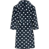 Playshoes Fleece Badjas Hearts met Hartjes Donkerblauw/Wit