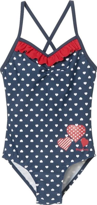 Playshoes Badpak Hartjes Uv-werend Blauw Meisjes Maat 98/104