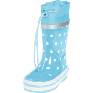 Playshoes Uniseks rubberlaarzen voor kinderen, van natuurlijk rubber, trendy regenlaarzen met reflectoren, gestippeld met stippenpatroon, turquoise, 32/33 EU