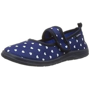 Playshoes Uniseks kinderpantoffels met klittenbandsluiting, marineblauwe hartjes, 20/21 EU