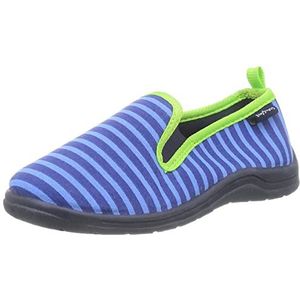 Playshoes Uniseks kinderpantoffels met strepen en lage pantoffels, Blauw Blauw Groen 791, 18/19 EU