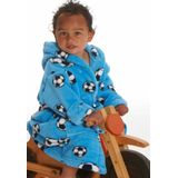 Playshoes Fleece Badjas Soccer met Voetbal Dessin Lichtblauw