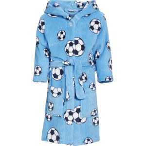Playshoes Fleece Badjas Soccer met Voetbal Dessin Lichtblauw