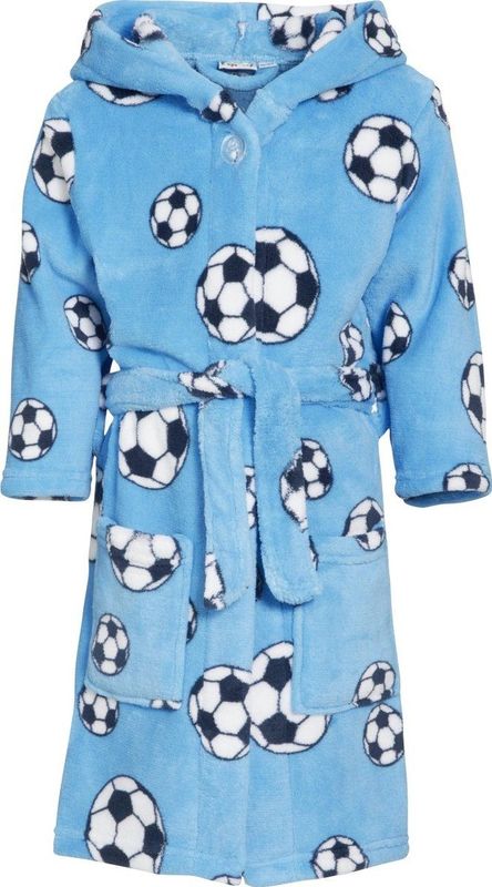 Playshoes Fleece Badjas Soccer met Voetbal Dessin Lichtblauw