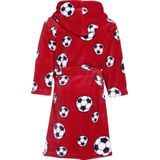 Playshoes - Fleece badjas voor kinderen - Voetbal - Rood - maat 158-164cm (13-14 jaar)