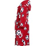 Playshoes - Fleece badjas voor kinderen - Voetbal - Rood - maat 158-164cm (13-14 jaar)