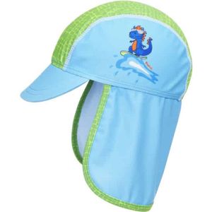 Playshoes - UV-zonnepet voor jongens - Dino - Lichtblauw/Groen - maat L (53CM)