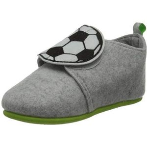 Playshoes - Filz-Hausschuh - Grijs - Kinder - Voetbaldesign