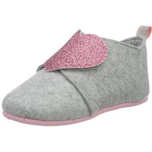 Playshoes Pantoffels Hart Junior Vilt Grijs/roze Maat 25