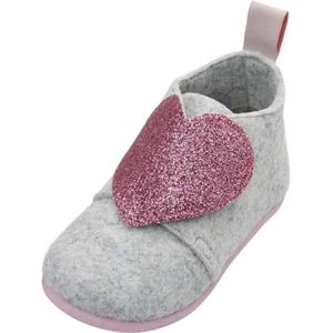 Playshoes uniseks-kind vilten pantoffels Slipper vilten pantoffels, Grijs hart, 29 EU