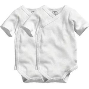 Playshoes - Wickelbody - Rompertje - Wit - 100% Katoen - 1/4 Mouwen - 2 Stuks