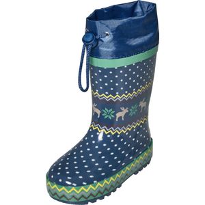 Playshoes - Regenlaarzen voor kinderen met trekkoord - Noorwegen - Blauw - maat 23EU